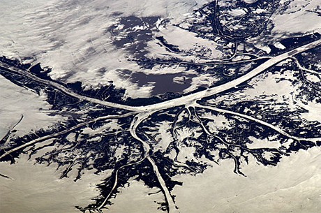 Vùng châu thổ sông Mississippi tại Mỹ được chụp từ Trạm Không gian Quốc tế. Ảnh: ESA.